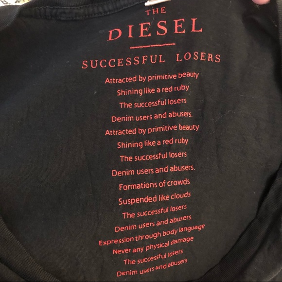 Diesel Black Successful Losers V-Neck t-shirt size XXL - Picture 3 of 4